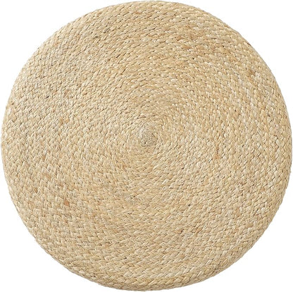 REDEARTH · Cylindrical Pouf Foot Stool Ottoman - Jute Braided Pouffe Poof Accent Sitting Footrest for Living Room, Bedroom, Nursery, Patio, Lounge & Other Rooms (Natural, 18"x18"x14")