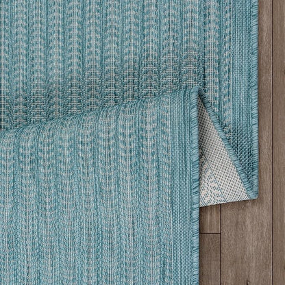 Adiva Rugs Outdoor Indoor Area Rug, Weather Resistant, Easy to Clean, Stain Resistant Floor Mat for Dining Room, Backyard, Deck, Patio (Aqua Weiss, 2' x 3')