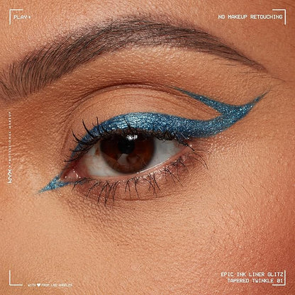 NYX PROFESSIONAL MAKEUP Epic Ink Glitz Liner, Waterproof Metallic Liquid Eyeliner with Vegan Formula - Tapered Twinkle (Shimmer Teal Blue)