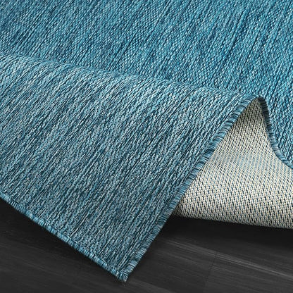 CAMILSON Outdoor Rug 6x9 Modern Area Rugs for Indoor and Outdoor Patios and Porches - Waterproof, Washable, Non-Shedding, Easy-to-Clean Outside Carpet (6 x 9, Solid - Aqua)