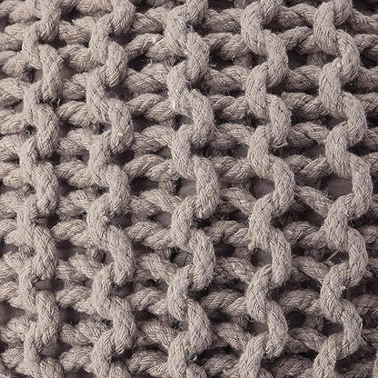 REDEARTH Round Pouf Foot Stool Bean Bag Ottoman - Hand Knitted Boho Pouffe - Home Decor Poof - Stuffed Foot Rest for Living Room - Nursery - Bedroom - Patio (19.5"x19.5"x14") - Taupe