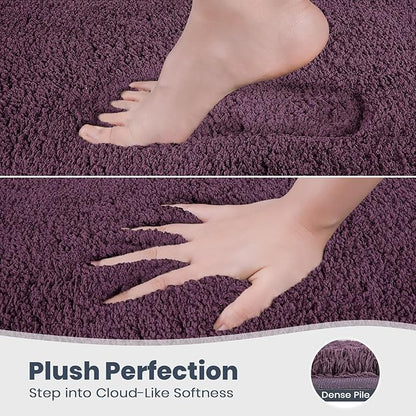 PURRUGS Bathroom Rug Non-Slip Machine Washable 30" x 60", Super Absorbent and Quick Dry Shaggy Microfiber Bath Mat, Extra Soft and Plush Bath Rug for Bathtub, Shower and Sink, Purple