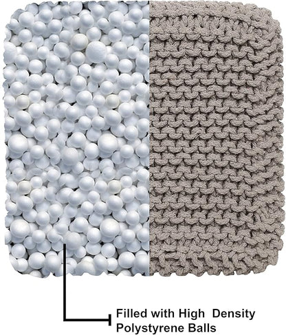 REDEARTH Cube Hand Knitted Pouf - Foot Stool Ottoman - Cord Boho Pouffe - Poof Accent Stuffed Table or Footrest for Living Room - Nursery - Bedroom - Patio - 100% Cotton (16" x 16" x 16") - Taupe