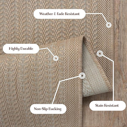 Adiva Rugs Outdoor Indoor Area Rug, Weather Resistant, Easy to Clean, Stain Resistant Floor Mat for Dining Room, Backyard, Deck, Patio (Natural Beige, 2' x 3')