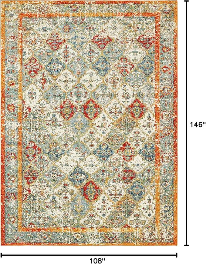 Unique Loom Rosso Collection Vintage, Traditional, Bohemian, Geometric, Distressed, Southwestern Area Rug (9' 0 x 12' 0 Rectangular, Beige/Orange)