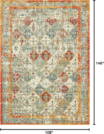 Unique Loom Rosso Collection Vintage, Traditional, Bohemian, Geometric, Distressed, Southwestern Area Rug (9' 0 x 12' 0 Rectangular, Beige/Orange)