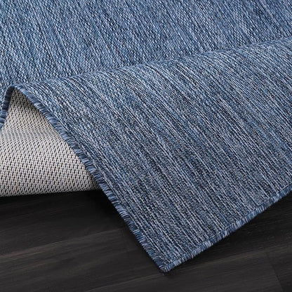 Washable Indoor Outdoor Rug 6x9 Weather Resistant Area Rugs Modern Solid for Porch Deck Balcony Backyard Patio Outside Carpet (6 X 9 Azure Blue)