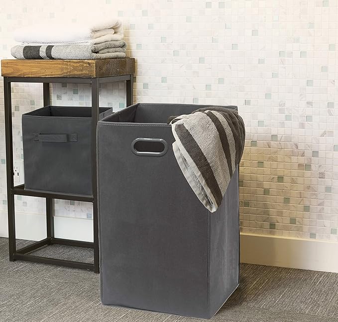 Simple Houseware Foldable Closet Laundry Hamper Basket, Dark Grey