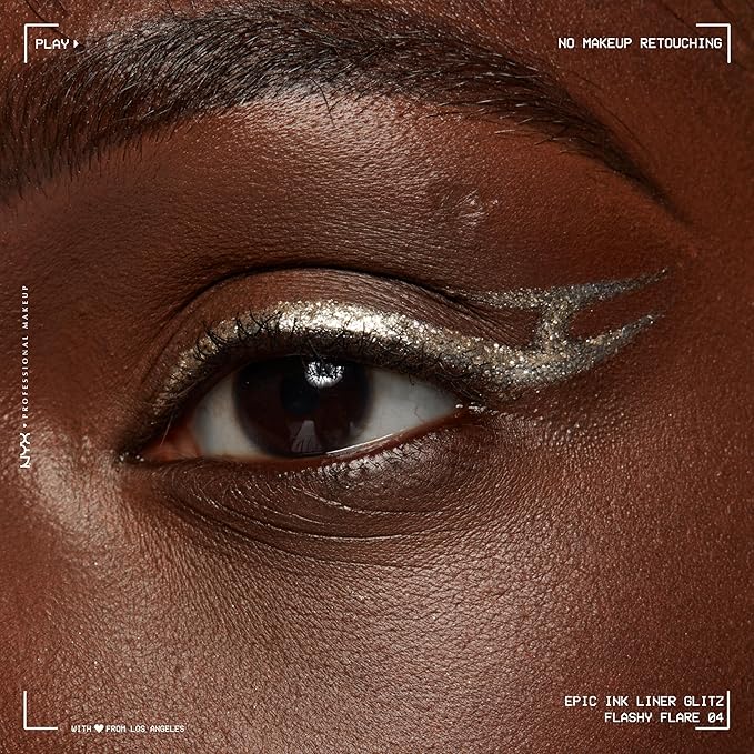 NYX PROFESSIONAL MAKEUP Epic Ink Glitz Liner, Waterproof Metallic Liquid Eyeliner with Vegan Formula - Flashy Flare (Shimmer Light Grey)