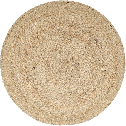 REDEARTH · Jute Circular Jute Pouf Ottoman - Braided Pouffe Accent Sitting Round Footrest for Living Room, Bedroom, Nursery, kidsroom, Patio, Gym; 100% Jute (19.5"x19.5"x14"; Jute Natural)