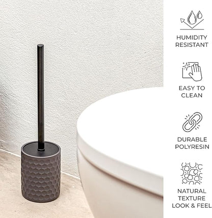 zccz Bathroom Accessories Set 5 Pcs - Soap Dispenser, Toilet Brush Holder, Toothbrush Holder, Bathroom Tumbler, Soap Dish - Vintage Bathroom Accessory Set Decor Countertop Vanity Organizer, Warm Grey