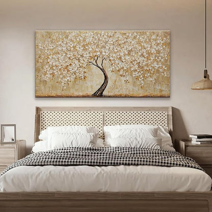 TAIJXAGSG Canvas Wall Art Decor Gold Tree Flower Wall Art Gold Tree Of Life Abstract Wall Decor Painting Pictures Botanical Wall Art For Living Room Bedroom Home Office Artwork 24"X 48"