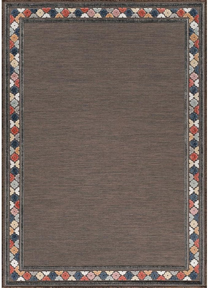 Beverly Rug Outdoor Rug 10x14 Modern Bordered Large Area Rugs for Indoor and Outdoor Patio Easy to Clean Non Shedding Living Room Porch Garden Washable Outside Carpet (10 x 14 Brown)