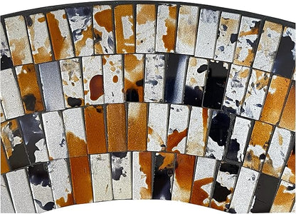 Mosaic Mirror, Wall Art Décor – Handcrafted Decorative Wall Mirror, Apricot Mosaic Mirror, 24” Frame, 15" Round Mirror for Hallway, Bedroom, Bathroom, Living Room