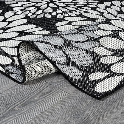 Beverly Rug Outdoor Rug 9x12 Modern Exotic Tropical Leaf Area Rugs for Indoor and Outdoor Patio Deck Porch Garden Water Resistant Washable Outside Carpet (9 x 12 Dark Gray)