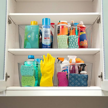 ClearSpace XL Clear Plastic Storage Bins - 2 Pack for Kitchen Cabinet and Fridge Organization