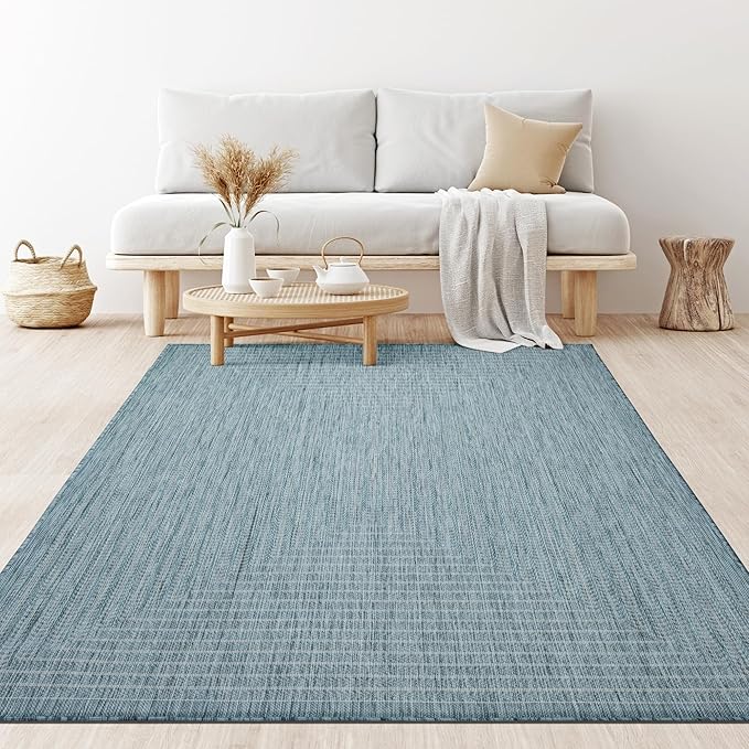 Adiva Rugs Outdoor Indoor Area Rug, Weather Resistant, Easy to Clean, Stain Resistant Floor Mat for Dining Room, Backyard, Deck, Patio (Aqua Weiss, 2' x 3')
