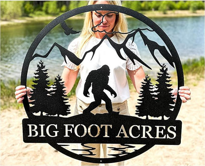 Outdoor Sasquatch Custom Name Metal Sign | Bigfoot Mountain Yard Art Decor | Metal Sasquatch Yeti Sign