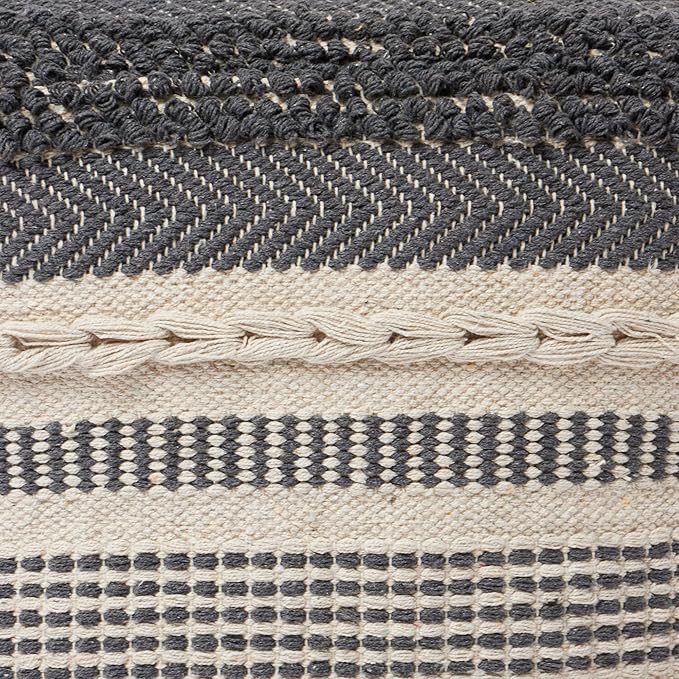 REDEARTH · Tufted Pouf Ottoman with Filler Textured Storage Cube Bean Bag Pouffe Footrest for Living Room, Bedroom, Nursery, Kidsroom; 100% Cotton (17.5"X17.5"X17.5", Precis Descant Gray)