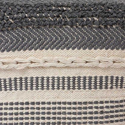 REDEARTH · Tufted Pouf Ottoman with Filler Textured Storage Cube Bean Bag Pouffe Footrest for Living Room, Bedroom, Nursery, Kidsroom; 100% Cotton (17.5"X17.5"X17.5", Precis Descant Gray)