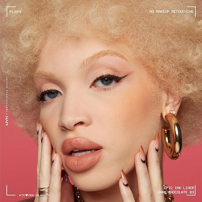 NYX PROFESSIONAL MAKEUP Epic Ink Liner, Waterproof Liquid Eyeliner with Vegan Formula - Dark Chocolate (Dark Brown Matte)