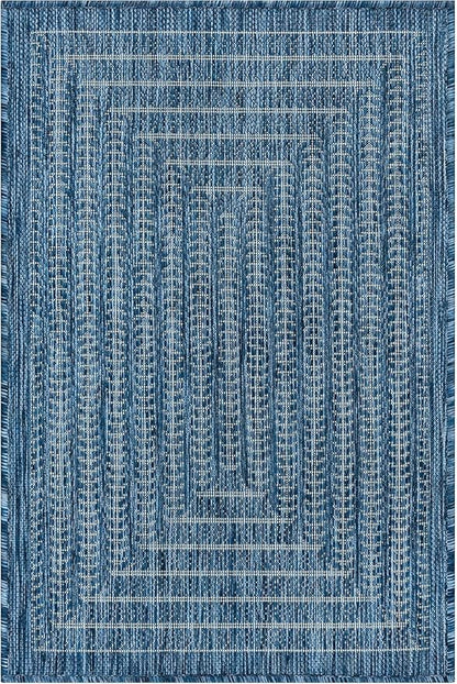 Adiva Rugs Outdoor Indoor Area Rug, Weather Resistant, Easy to Clean, Stain Resistant Floor Mat for Dining Room, Backyard, Deck, Patio (Azure Denim Blue, 6' X 9')