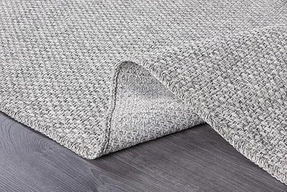 CAMILSON Easy Jute Rug 2x3, Indoor Outdoor Gray Color Farmhouse Area Rugs for Living Room and Kitchen Rug, Solid Boho Woven Design, Easy-Cleaning, Washable Outside Carpet Alfombras (2 x 3)