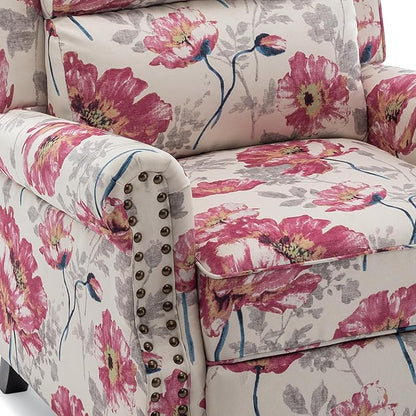 UIXE Pushback Recliner Chairs Set of 2, Fabric Armchair Push Back Accent Chair, Rivet Trim Club Chair Home Theater Overstuffed Single Sofa Reading Seat for Living Room, Pattern