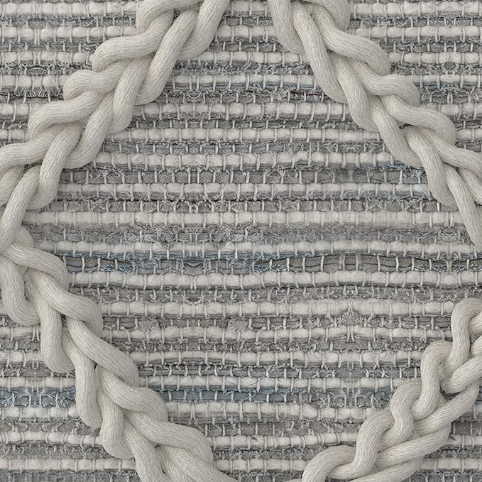 SIMPLIHOME Cowan Contemporary Square Pouf in Grey, Natural Handloom Woven for the Living Room, Bedroom and Kids Room