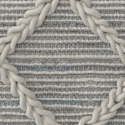 SIMPLIHOME Cowan Contemporary Square Pouf in Grey, Natural Handloom Woven for the Living Room, Bedroom and Kids Room