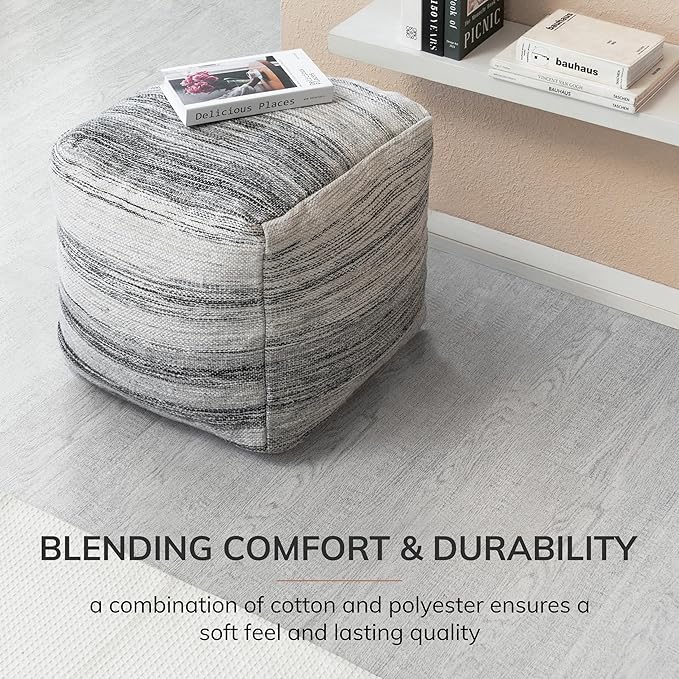 Anji Mountain 20"x20"x20" Handmade & Handcrafted Ottoman Pouf Comfortable Pouf Ottoman Foot Rest & Home Décor Accent for Living Room, Bedroom, Nursery, Kids Room, Patio