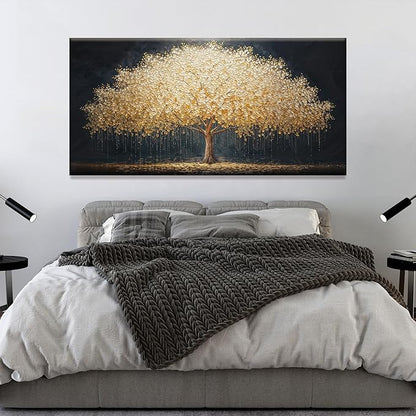 Tsomzxng Abstract Wall Art Gold Tree Of Life Artwork Canvas Art Wall Decor Painting Prints Gold Tree Large Abstract Wall Decor Picture For Living Room Bedroom Home Office Artwork 29"X 58"