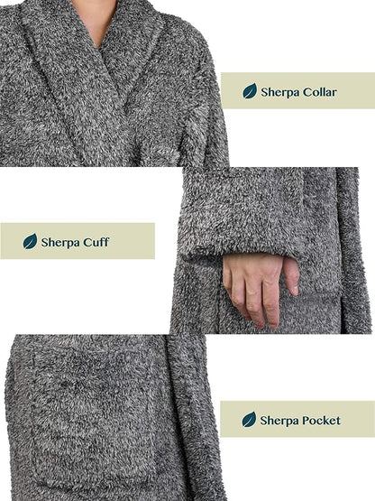 PAVILIA Mens Soft Robe, Plush Fluffy Fleece Bathrobe Men, Long Sherpa Shaggy Spa Robe