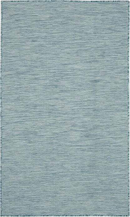 Nourison Positano Indoor/Outdoor Aqua 3' x 5' Area Rug, Easy Cleaning, Non Shedding, Bed Room, Living Room, Dining Room, Backyard, Deck, Patio (3x5)