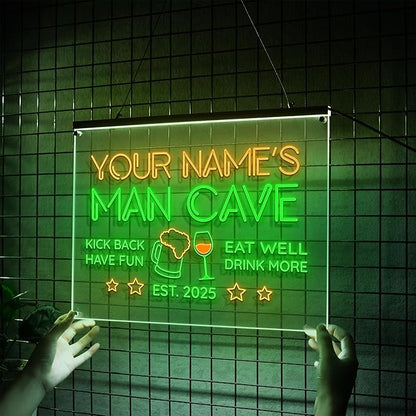 Custom Bar Neon Sign Personalized LED Signs for Man Cave Cool Home Bar Lighted Acrylic Table for Men Lounge Workshop Garage Poker Billiards Tavern Wall Decor Gifts