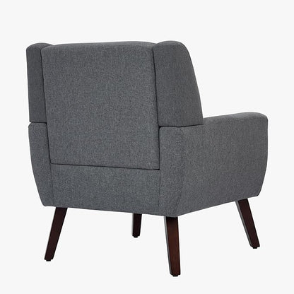 UIXE Accent Chair, Fabric Upholstered Armchair for Living Room, Comfy Arm Chair Single Sofa Bedroom Side Reading Seat - Flax Gray
