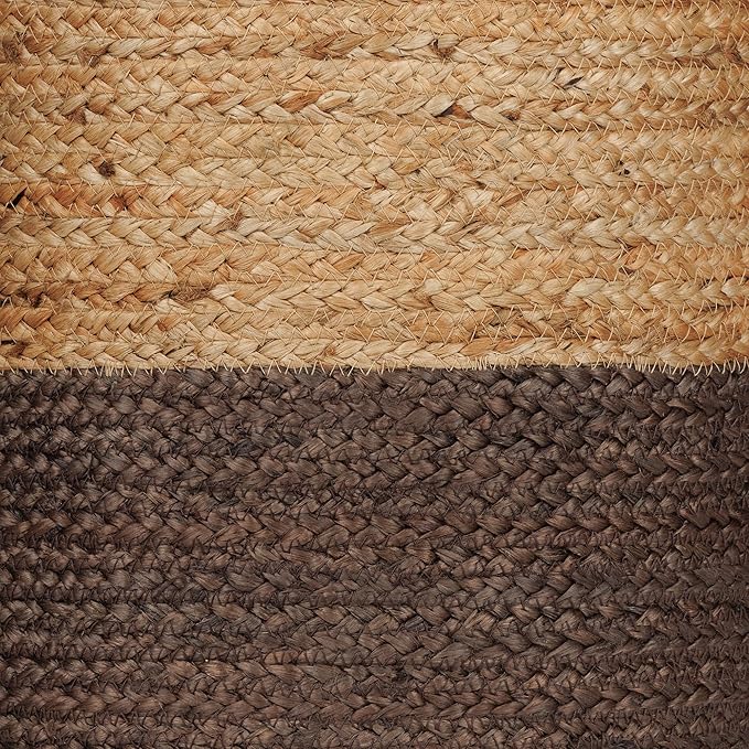 REDEARTH · Cylindrical Pouf Foot Stool Ottoman - Jute Braided Pouffe Poof Accent Sitting Footrest for The Living Room, Bedroom, Nursery, Patio, Lounge - Set of 2 (14.5”x14.5”x16”; Natural Acorn)