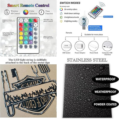 Custom Hockey Stick LED Sign – Personalized Name Signs, Neon Wall Light with Puck Metal Sign, Hockey Room Decor for Boys, Players, Man Cave, Fans, Coaches