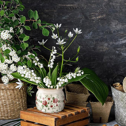 1 Pcs Vintage Planter Large Ceramic Plants Pot Red Plum Crack Cottage Scroll Vase Flower Vase Pot Indoor Plants Home Kitchen Decor Farmhouse Antique Decorative Gift