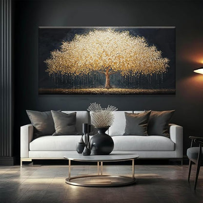 Tsomzxng Abstract Wall Art Gold Tree Of Life Artwork Canvas Art Wall Decor Painting Prints Gold Tree Large Abstract Wall Decor Picture For Living Room Bedroom Home Office Artwork 29"X 58"