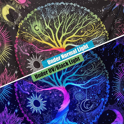 AACKart Blacklight Tapestry for Bedroom - Spiritual Tree of Life Wall Tapestry Glow in the Dark Wall Hanging 59.1 x 51.2 inches