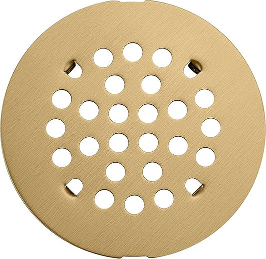 rrajj 4-1/4 (4.25) Inch(108mm) Round Snap-in Shower Floor Drain Cover Replacement Cover (Brushed Gold)
