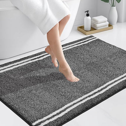 PURRUGS Bathroom Rug Non-Slip Machine Washable 30" x 46", Super Absorbent and Quick Dry Shaggy Microfiber Bath Mat, Extra Soft and Plush Bath Rug for Bathtub, Shower and Sink, Charcoal
