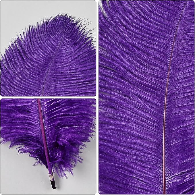 THARAHT 24pcs Purple Ostrich Feathers Natural Bulk 10-12Inch 25cm-30cm for Wedding Party Centerpieces Easter Gatsby and Home Decorate Ostrich Feather