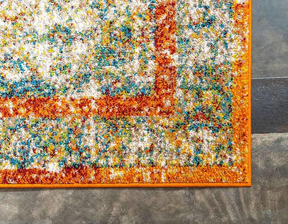 Unique Loom Rosso Collection Vintage, Traditional, Bohemian, Geometric, Distressed, Southwestern Area Rug (2' 7 x 10' 0 Runner, Beige/Orange)