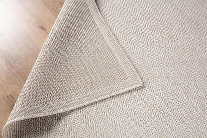 CAMILSON Easy Jute Rug 5x7, Indoor Outdoor Off-White Color Fiber Area Rugs for Living Room Patio and Kitchen Rug Herringbone Seagrass Woven Design Easy-Cleaning Washable Outside Carpet Alfombras 5 x 7