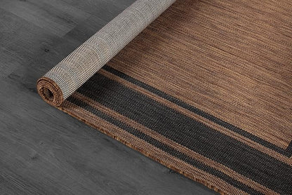 Beverly Rug Large Outdoor Rug 9x12 Modern Bordered Area Rugs for Indoor and Outdoor Patio Deck Porch Garden Waterproof Weather Sun Resistant Washable Outside Carpet (9 x 12 Gold)