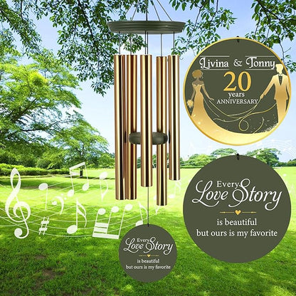 ASTARIN Wedding Memory Day Gifts Wind Chimes Customized, Personalized Wind Chimes 2025, for Couple Women Men, Deep Tone Wooden Windchime
