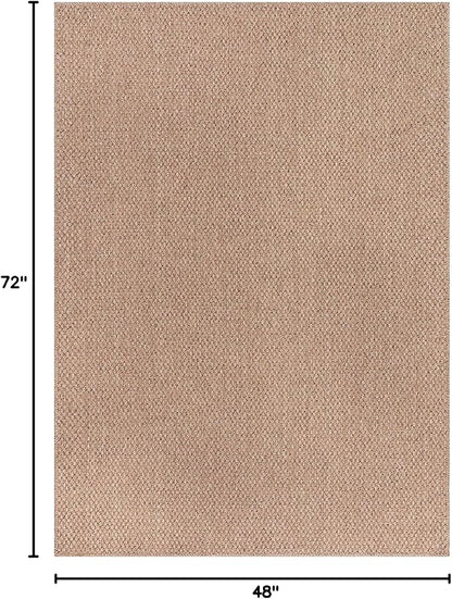 CAMILSON Easy Jute Rug 4x6, Indoor Outdoor Natural Color Farmhouse Area Rugs for Living Room Patio and Kitchen Rug, Solid Boho Woven Design, Easy-Cleaning, Washable Outside Carpet Alfombras (4 x 6)