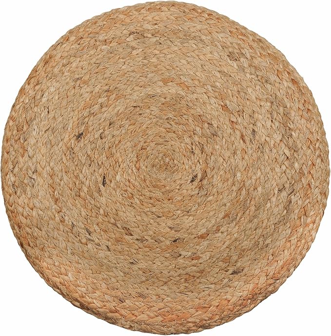 REDEARTH · Cylindrical Pouf Foot Stool Ottoman - Jute Braided Pouffe Poof Accent Sitting Footrest for The Living Room, Bedroom, Nursery, Patio, Lounge - Set of 2 (14.5”x14.5”x16”; Natural Acorn)